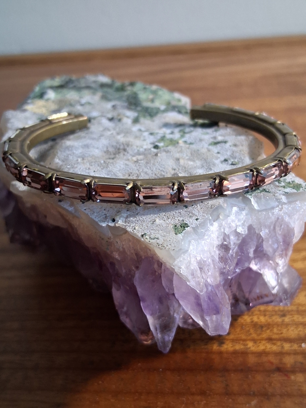Sorrelli Mauve Crystal Baguette Cuff Bracelet - Picture 4 of 7